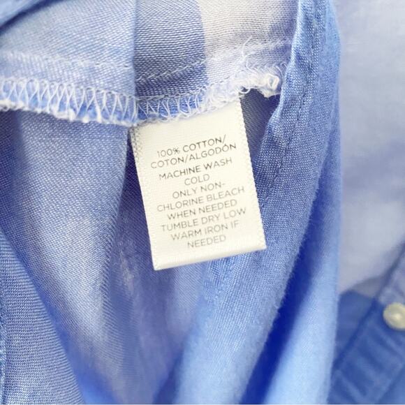 LOFT | The Softened Shirt Long Sleeve Button Down Colorblock Two Tone Blue Small - Picture 6 of 6